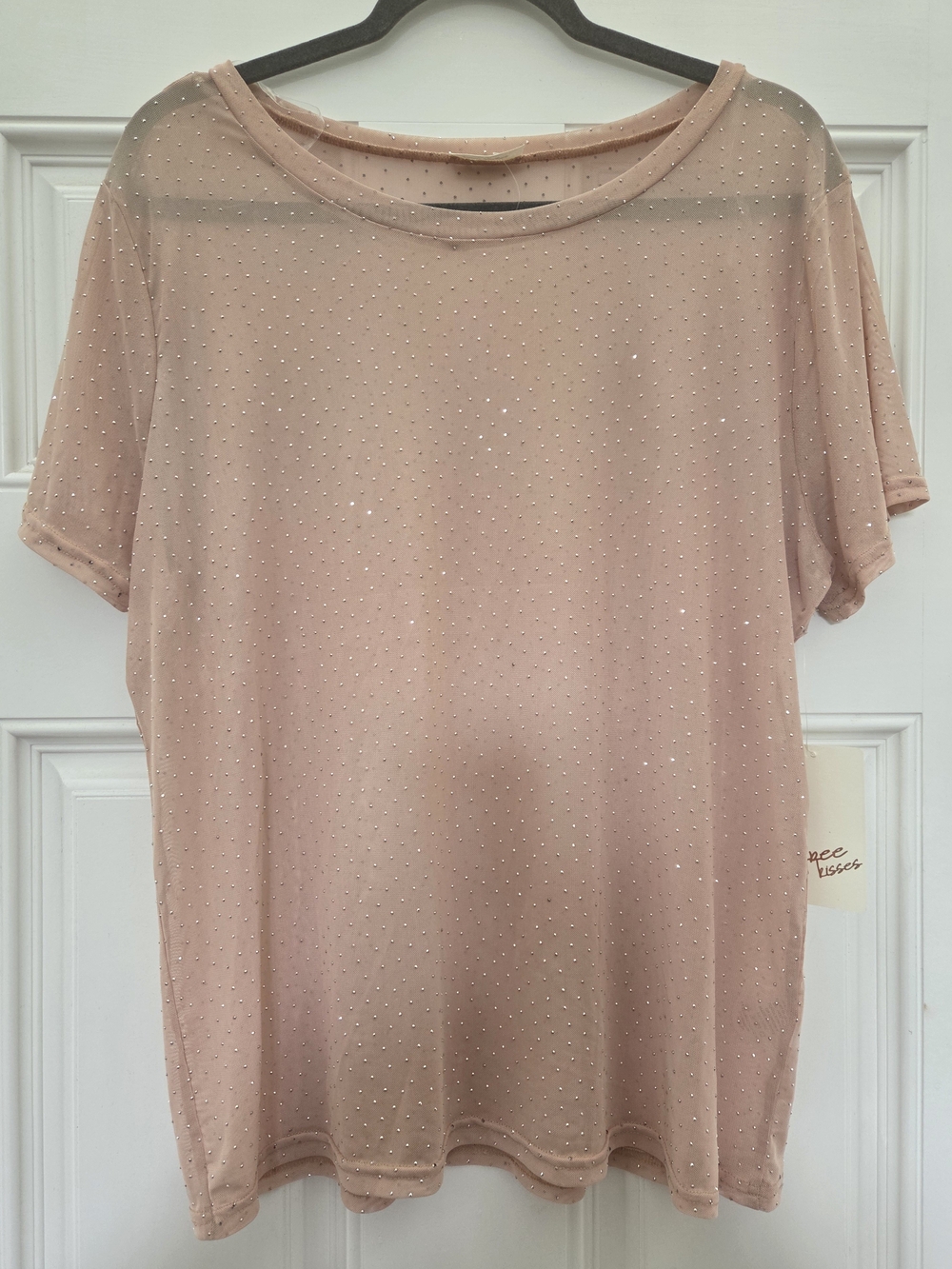 Free Kisses Blush Pink Short Sleeve Studded Tee